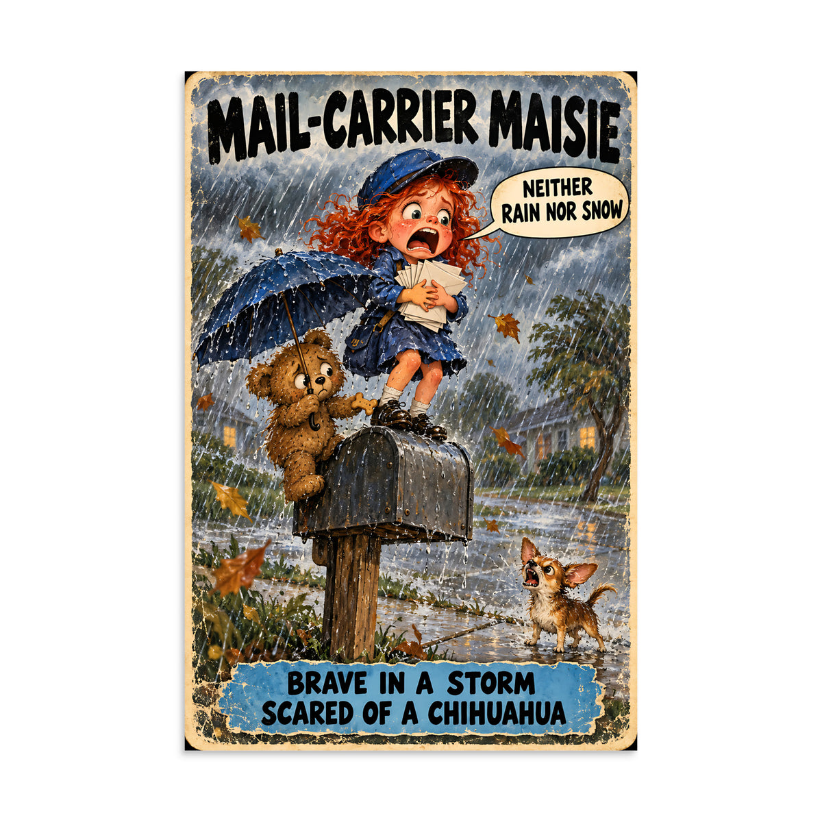 Mail-Carrier Maisie Poster by Brain Rot Bunch, 16 x 24 inch size