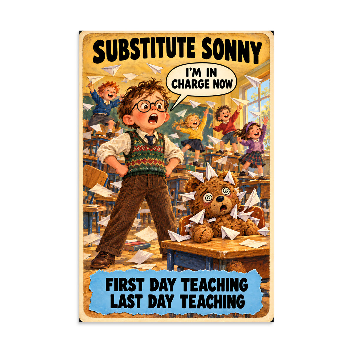 Substitute Sonny Poster by Brain Rot Bunch, 16 x 24 inch size
