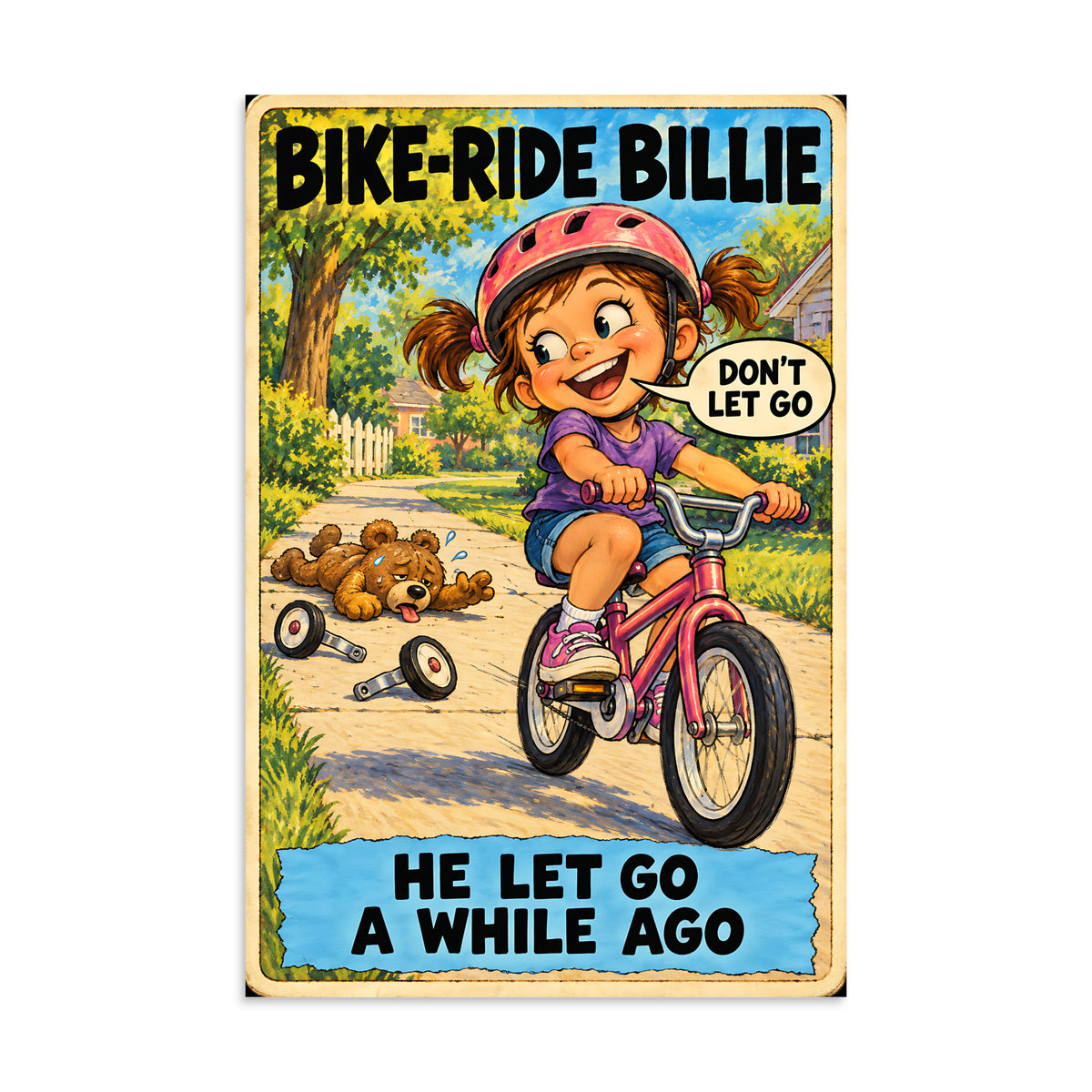 Bike-Ride Billie Poster by Brain Rot Bunch, 16 x 24 inch size