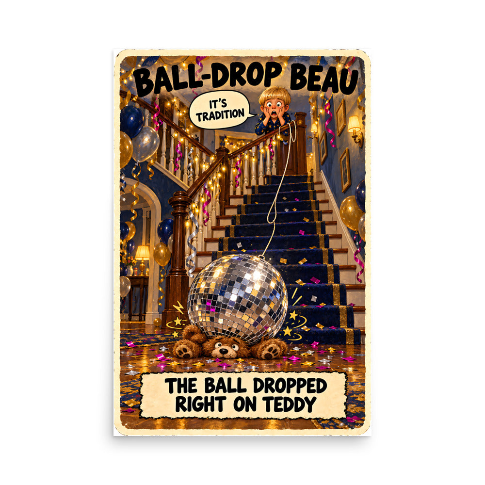 Ball-Drop Beau Poster by Brain Rot Bunch, 24 x 36 inch size