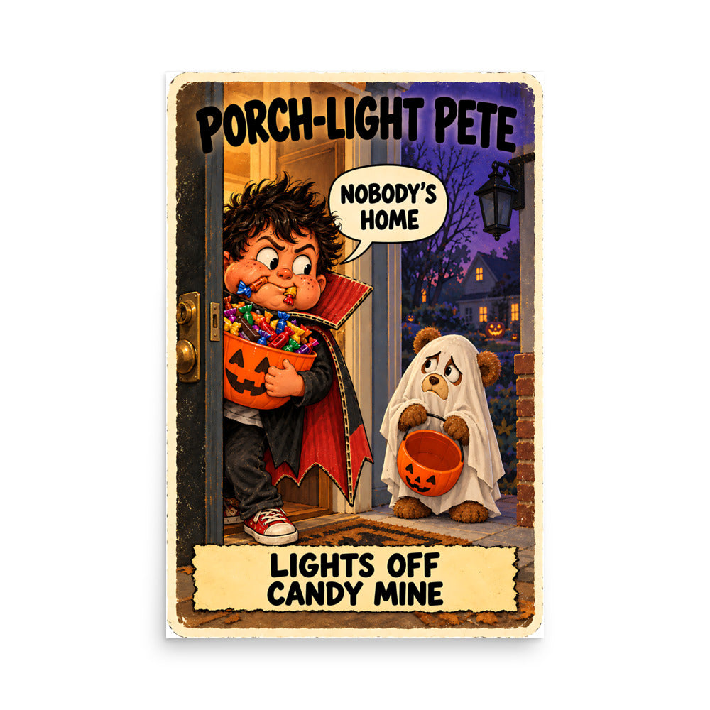 Porch-Light Pete Poster by Brain Rot Bunch, 24 x 36 inch size