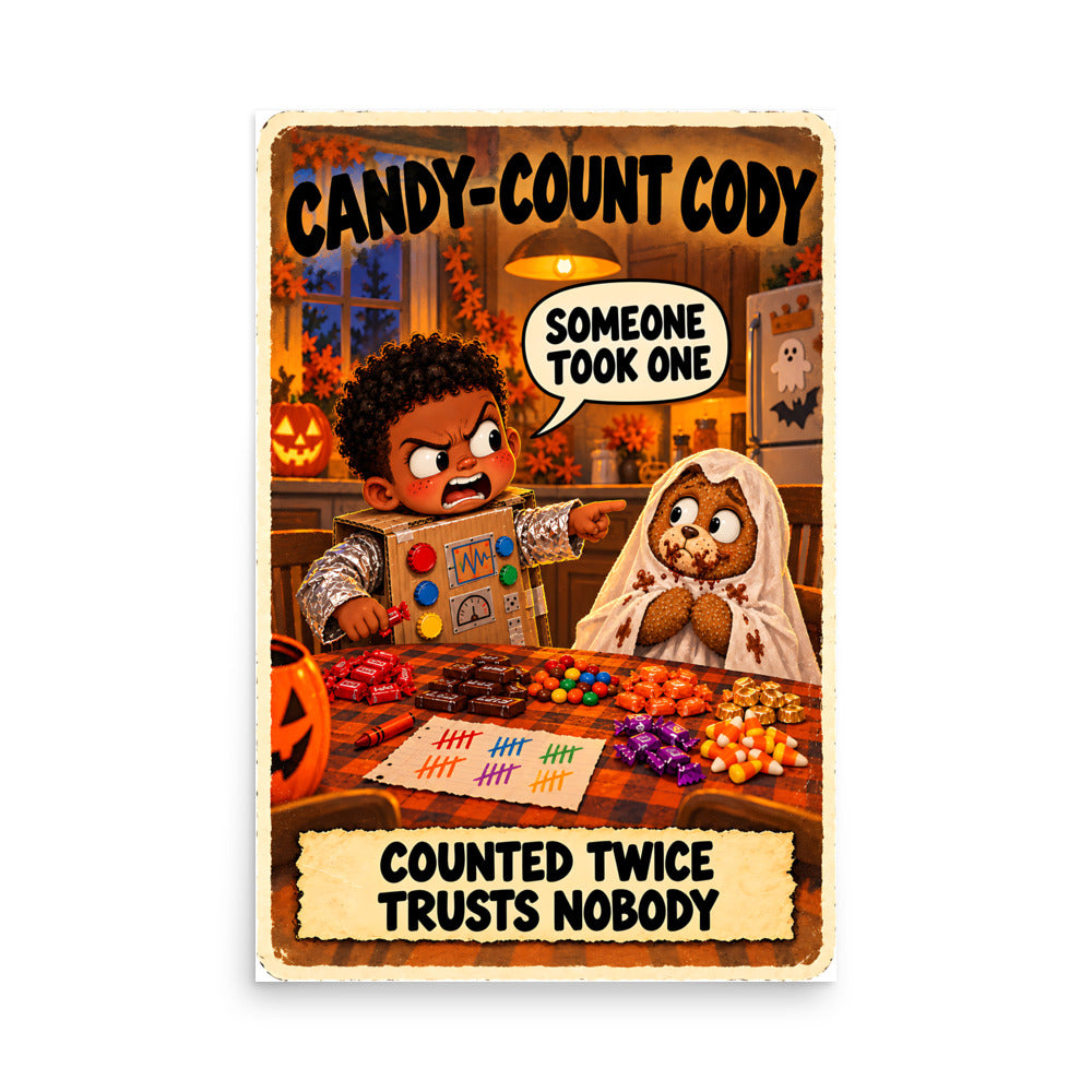 Candy-Count Cody Poster by Brain Rot Bunch, 24 x 36 inch size