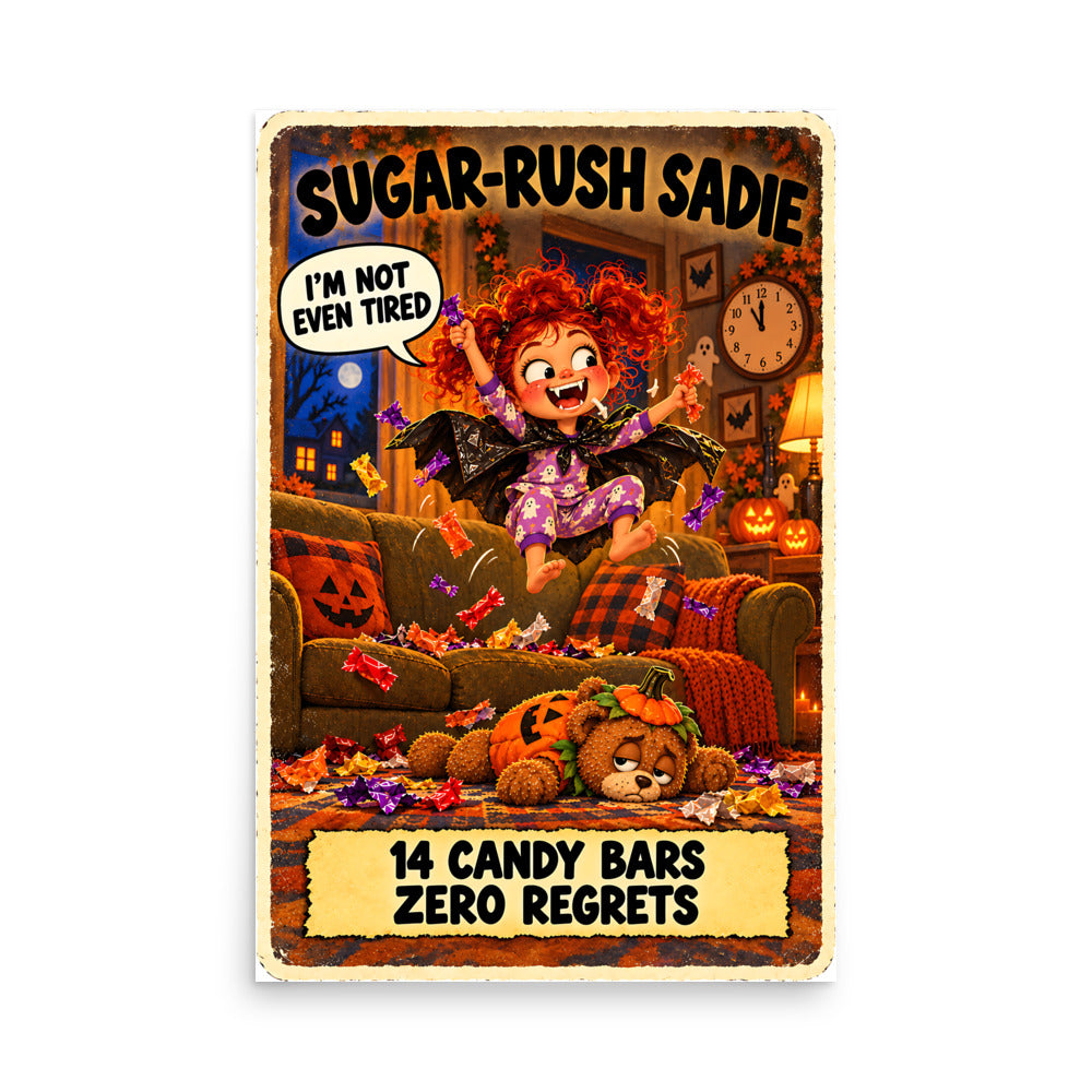 Sugar-Rush Sadie Poster by Brain Rot Bunch, 24 x 36 inch size