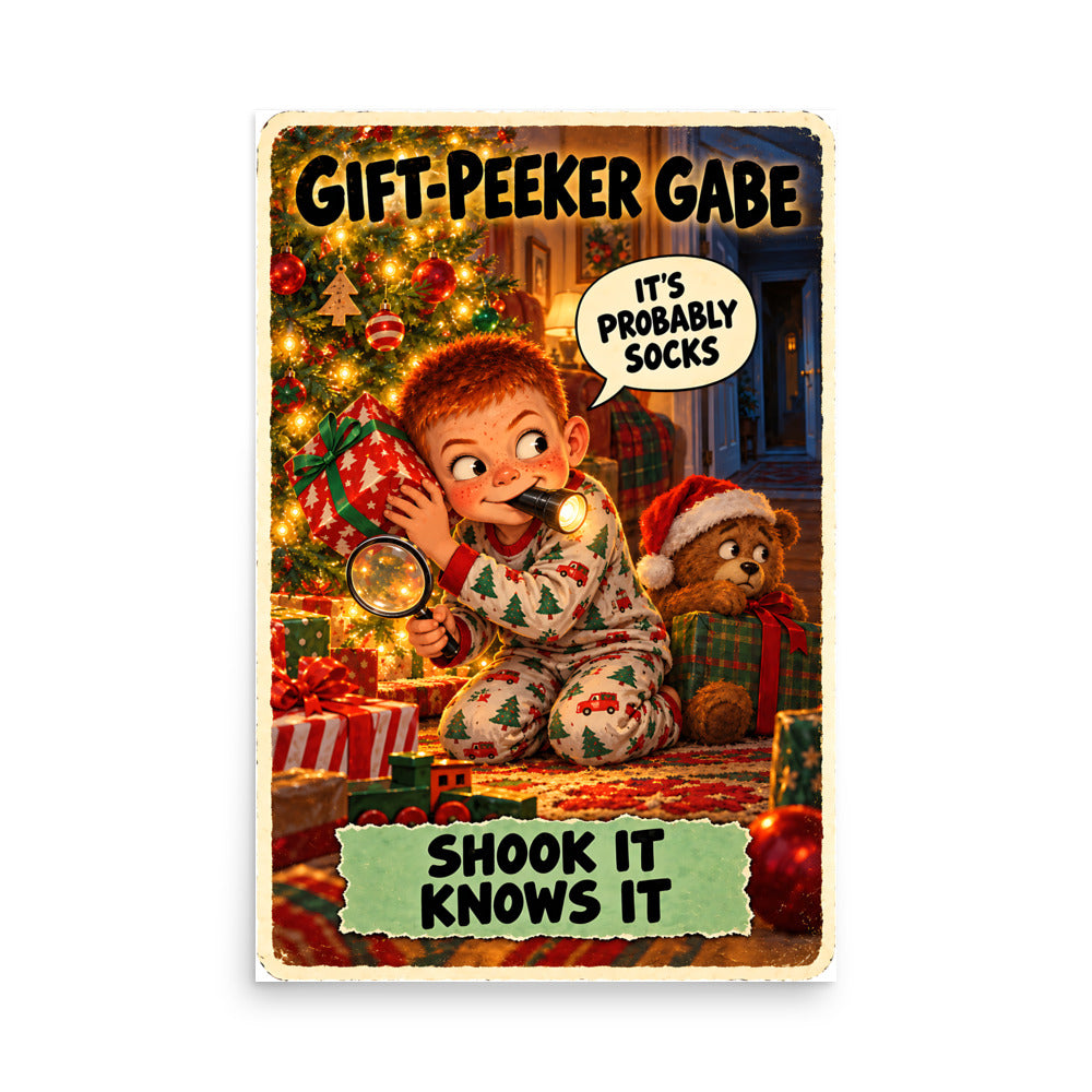 Gift-Peeker Gabe Poster by Brain Rot Bunch, 24 x 36 inch size