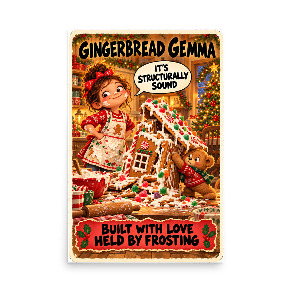 Gingerbread Gemma Poster by Brain Rot Bunch, 24 x 36 inch size