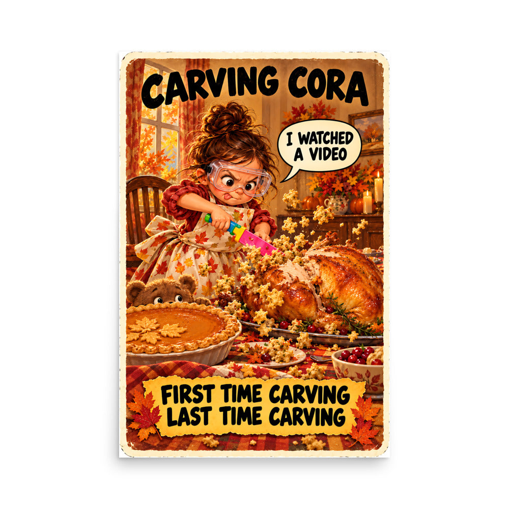 Carving Cora Poster by Brain Rot Bunch, 24 x 36 inch size