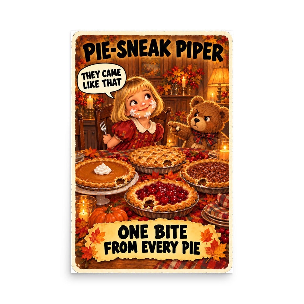 Pie-Sneak Piper Poster by Brain Rot Bunch, 24 x 36 inch size