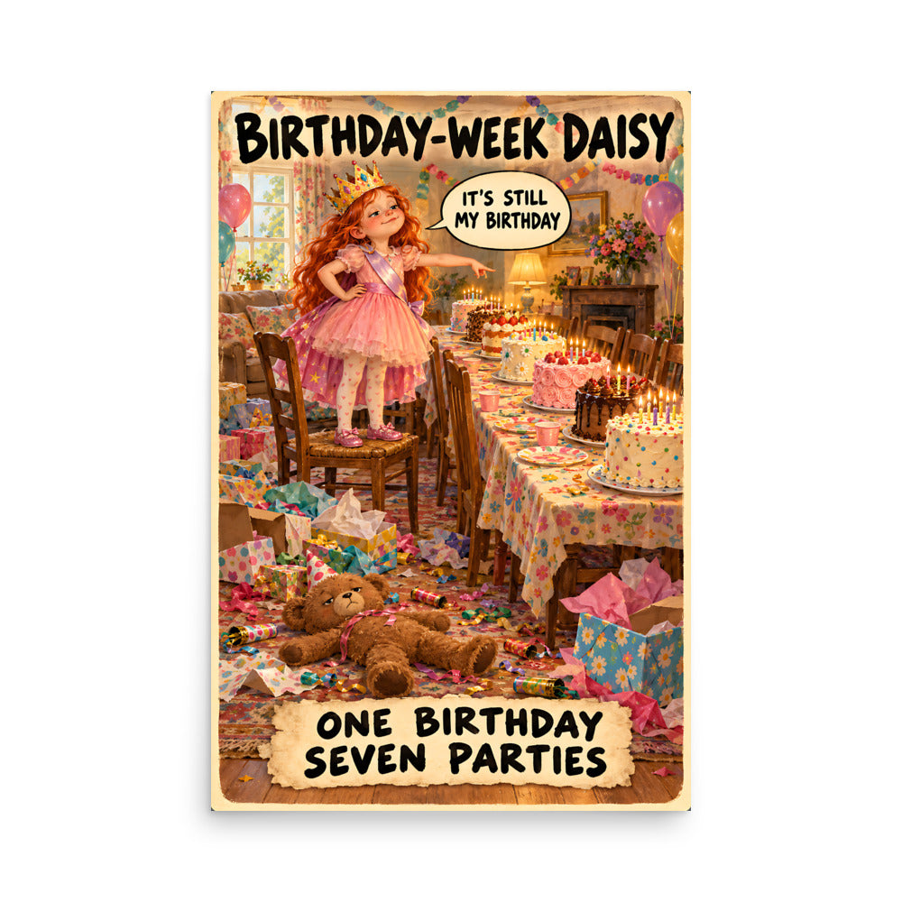 Birthday-Week Daisy Poster by Brain Rot Bunch, 24 x 36 inch size