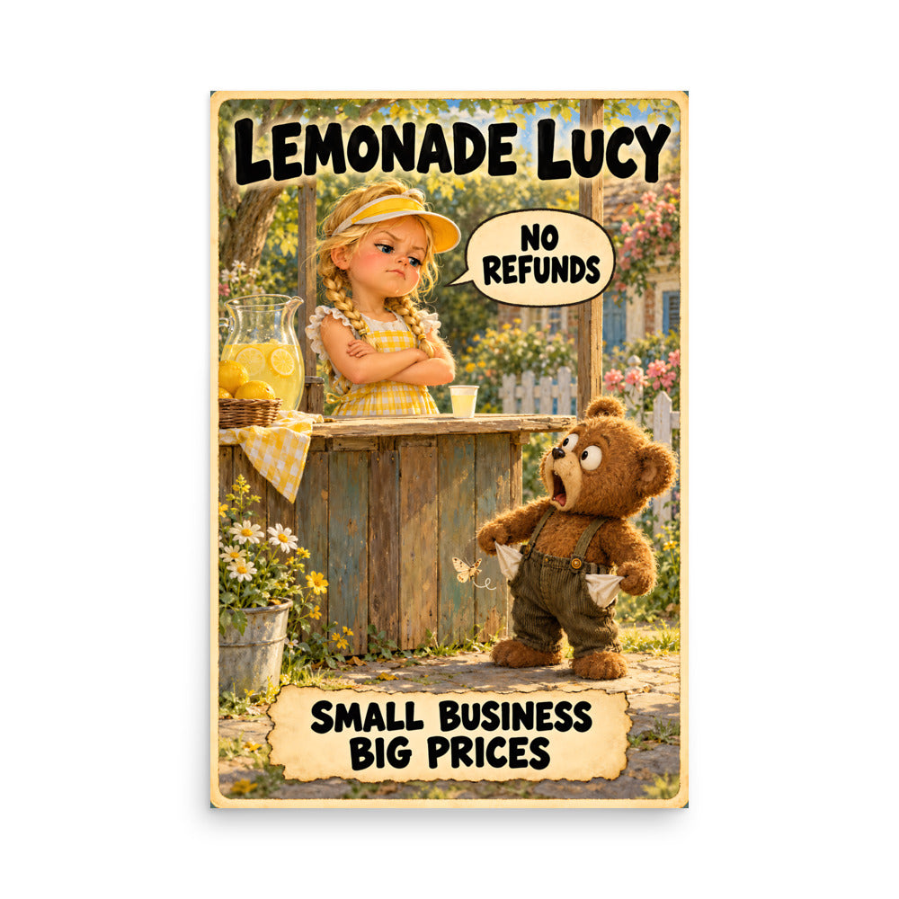 Lemonade Lucy Poster by Brain Rot Bunch, 24 x 36 inch size