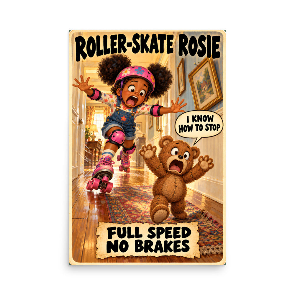 Roller-Skate Rosie Poster by Brain Rot Bunch, 24 x 36 inch size