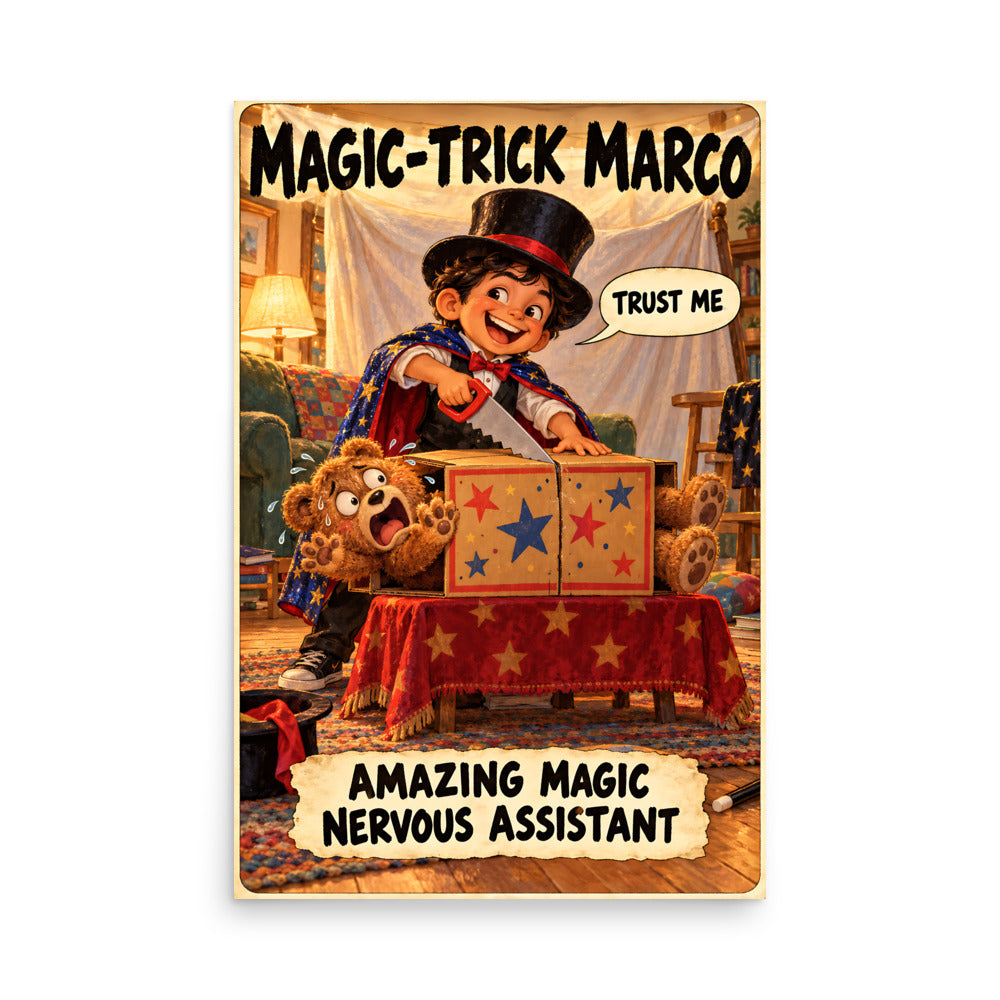 Magic-Trick Marco Poster by Brain Rot Bunch, 24 x 36 inch size