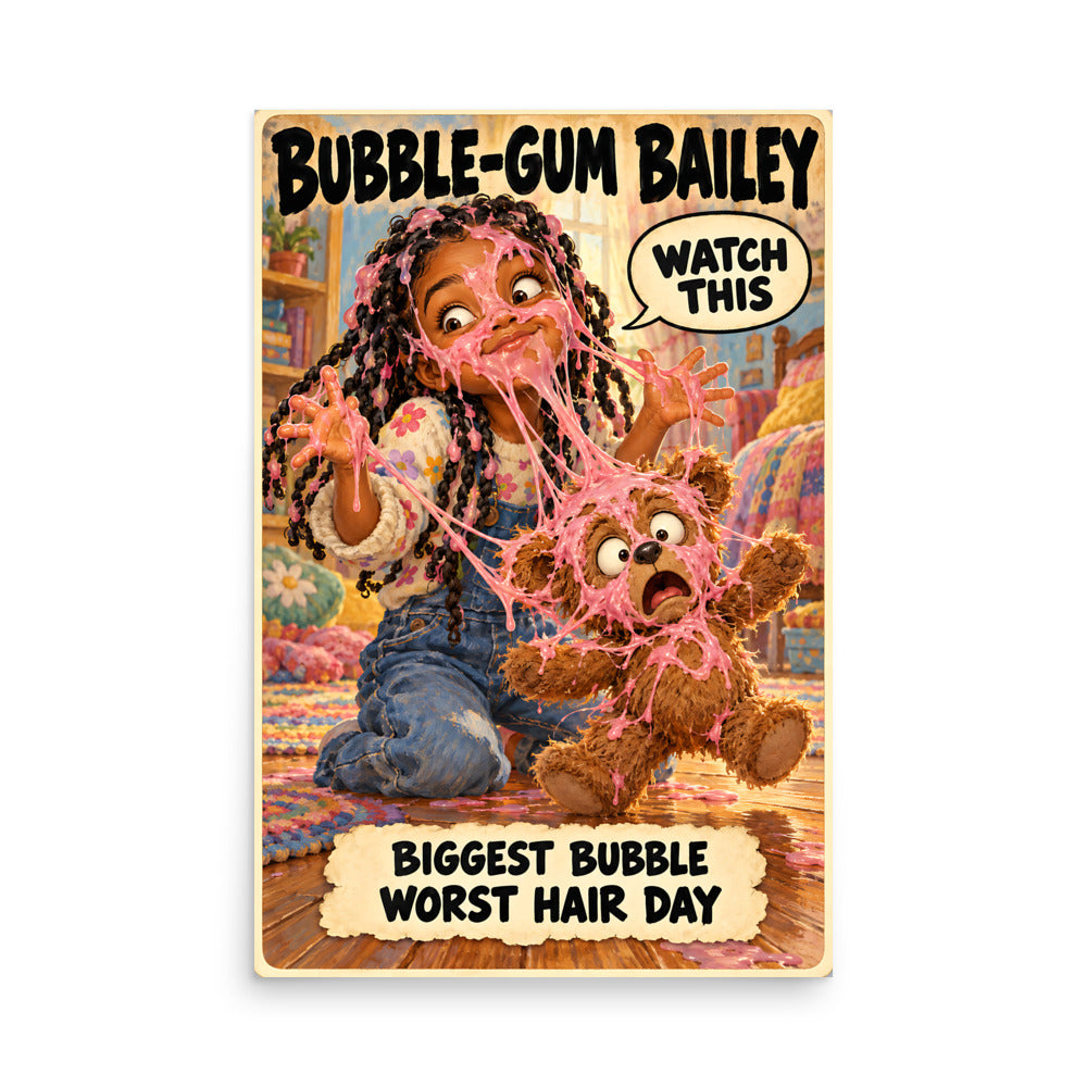 Bubble-Gum Bailey Poster by Brain Rot Bunch, 24 x 36 inch size