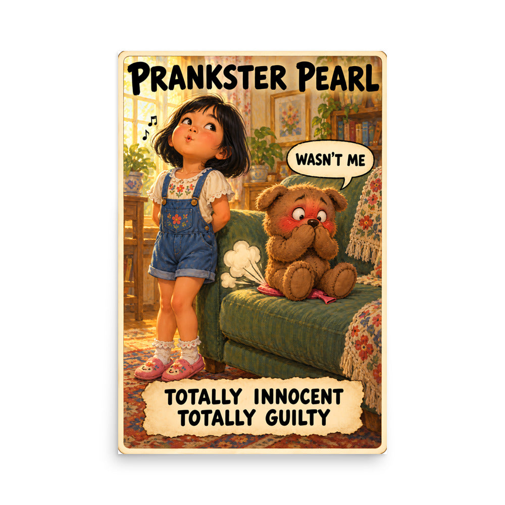 Prankster Pearl Poster by Brain Rot Bunch, 24 x 36 inch size
