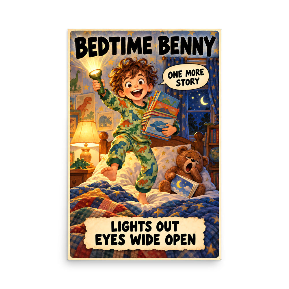 Bedtime Benny Poster by Brain Rot Bunch, 24 x 36 inch size