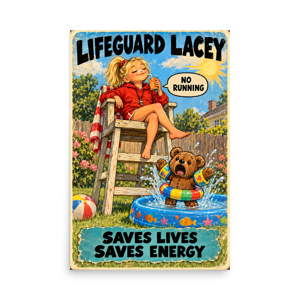 Lifeguard Lacey Poster by Brain Rot Bunch, 24 x 36 inch size