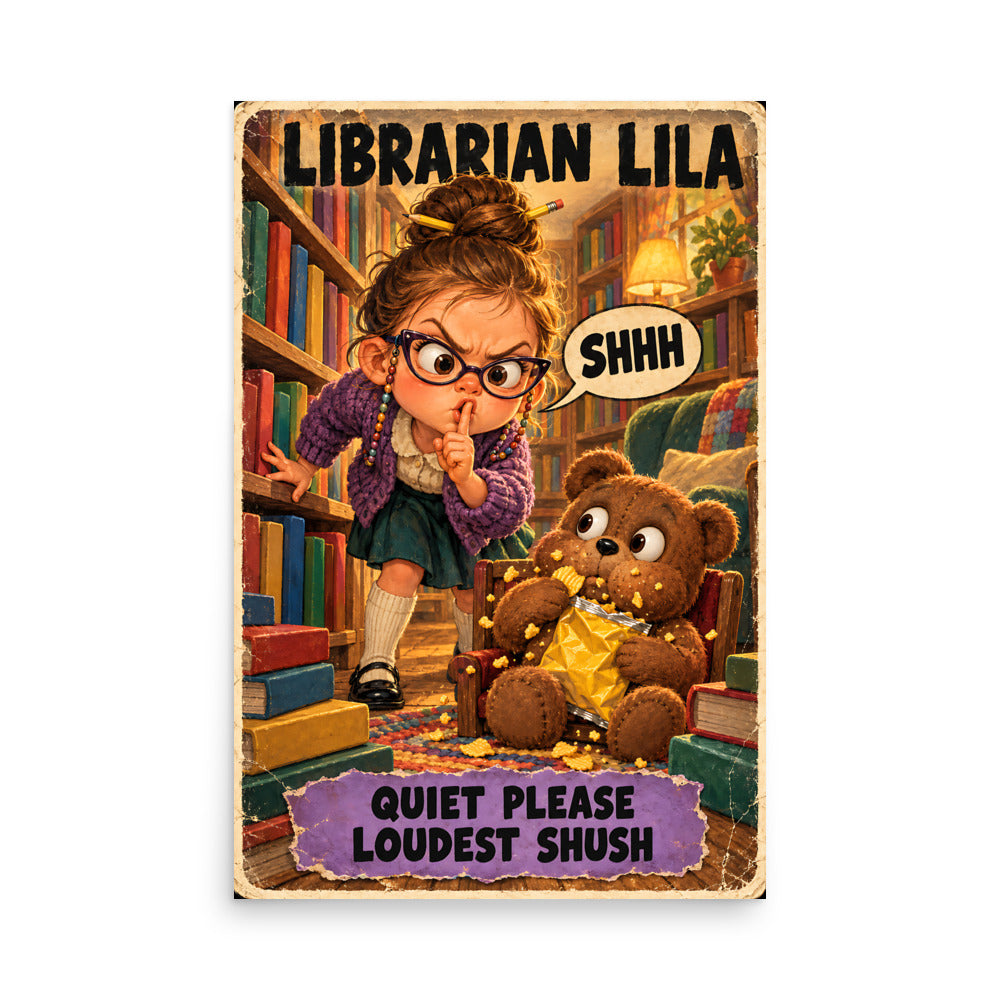 Librarian Lila Poster by Brain Rot Bunch, 24 x 36 inch size