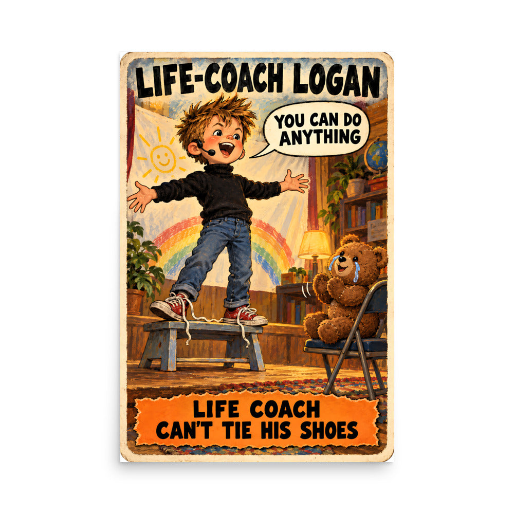 Life-Coach Logan Poster by Brain Rot Bunch, 24 x 36 inch size