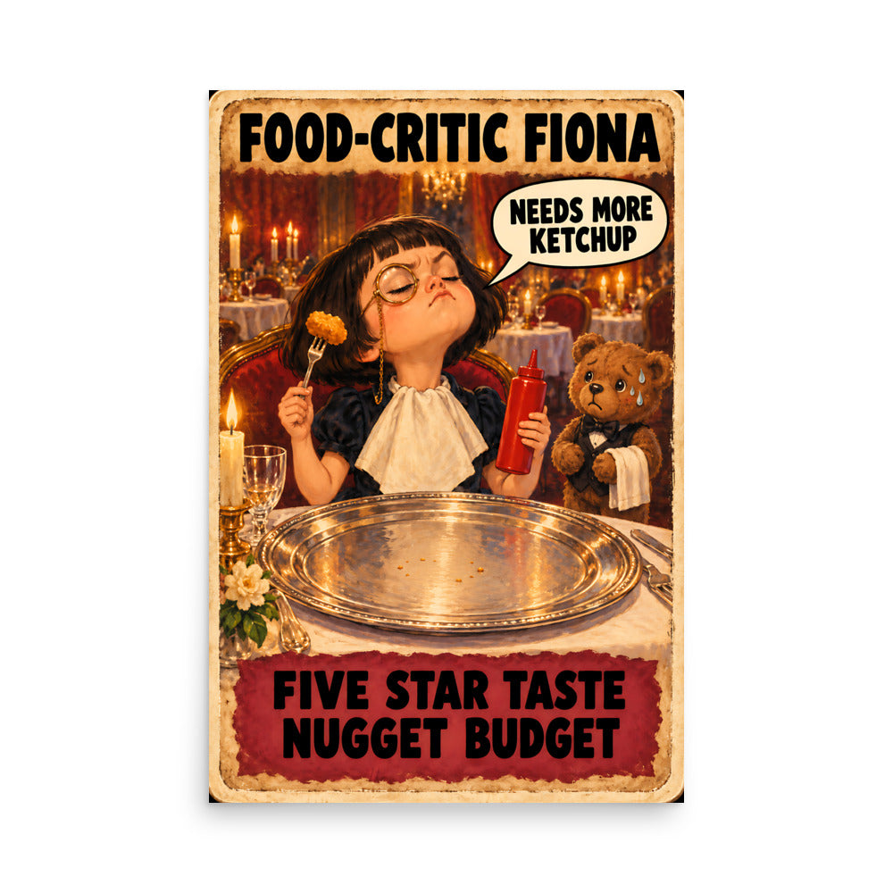 Food-Critic Fiona Poster by Brain Rot Bunch, 24 x 36 inch size