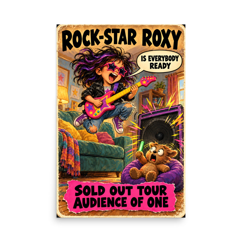 Rock-Star Roxy Poster by Brain Rot Bunch, 24 x 36 inch size