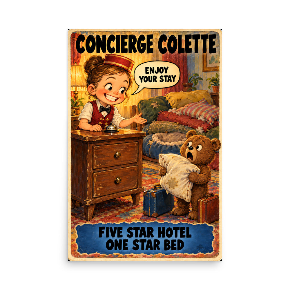 Concierge Colette Poster by Brain Rot Bunch, 24 x 36 inch size