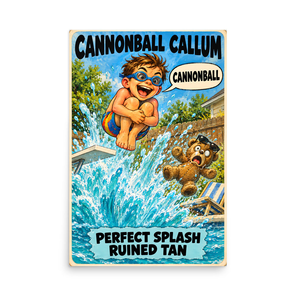 Cannonball Callum Poster by Brain Rot Bunch, 24 x 36 inch size