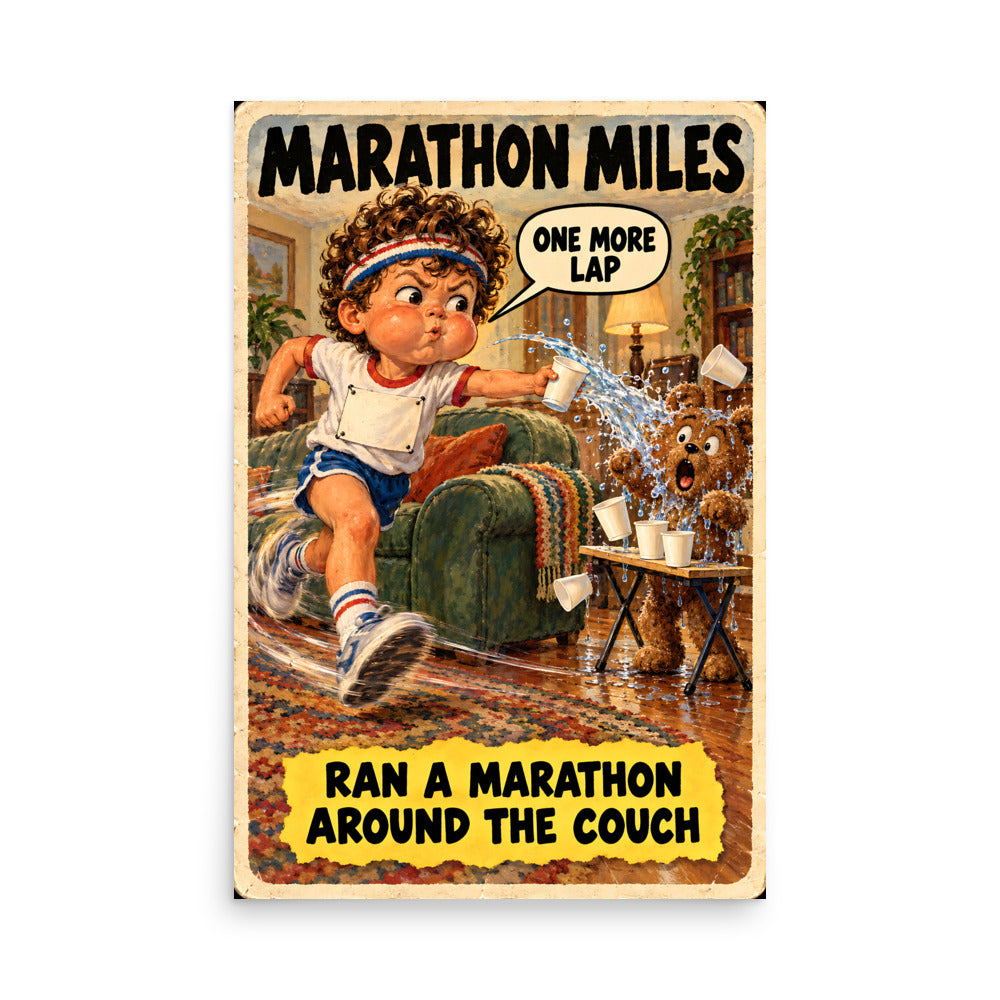 Marathon Miles Poster by Brain Rot Bunch, 24 x 36 inch size
