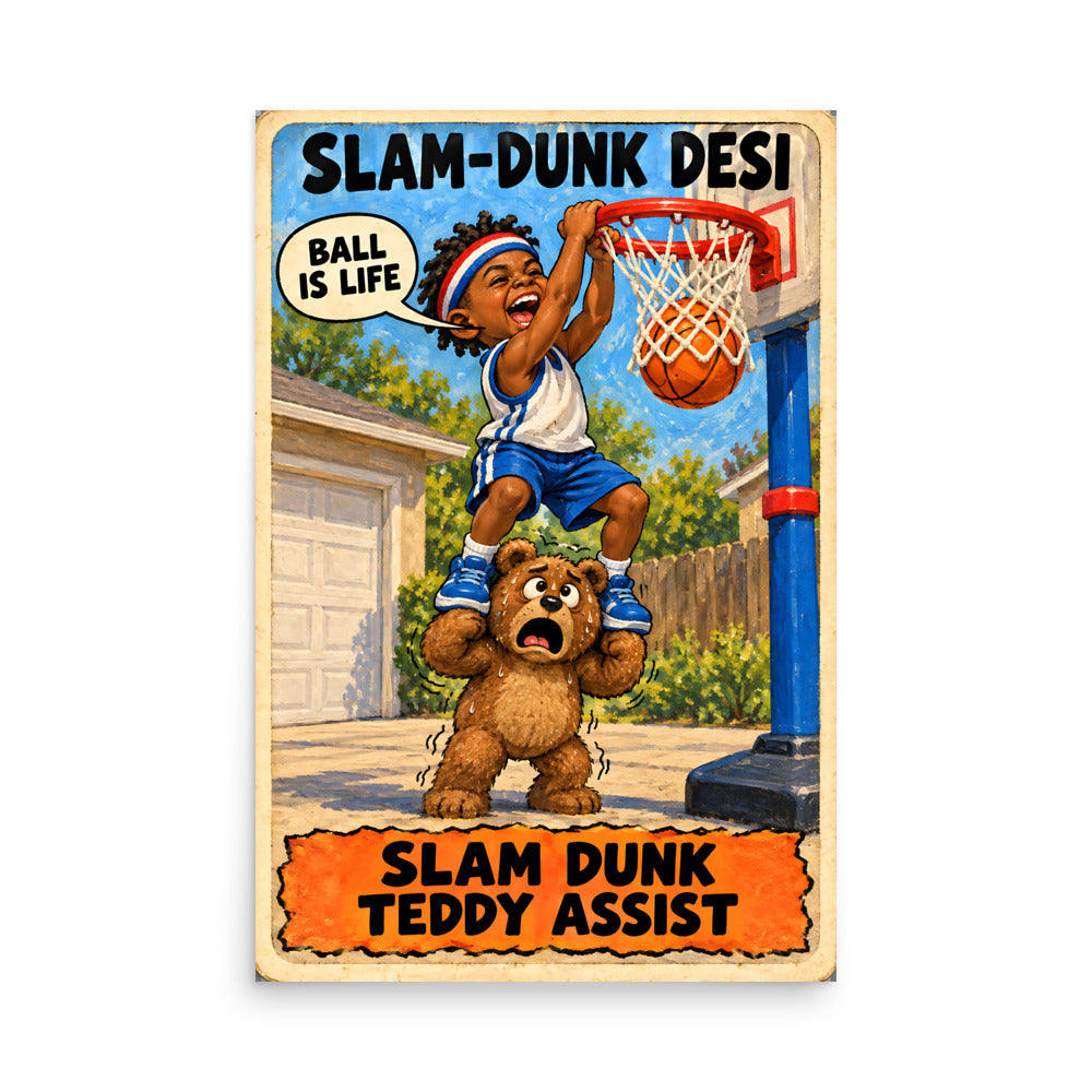 Slam-Dunk Desi Poster by Brain Rot Bunch, 24 x 36 inch size