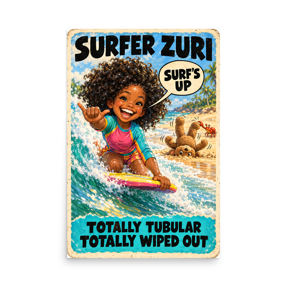 Surfer Zuri Poster by Brain Rot Bunch, 24 x 36 inch size