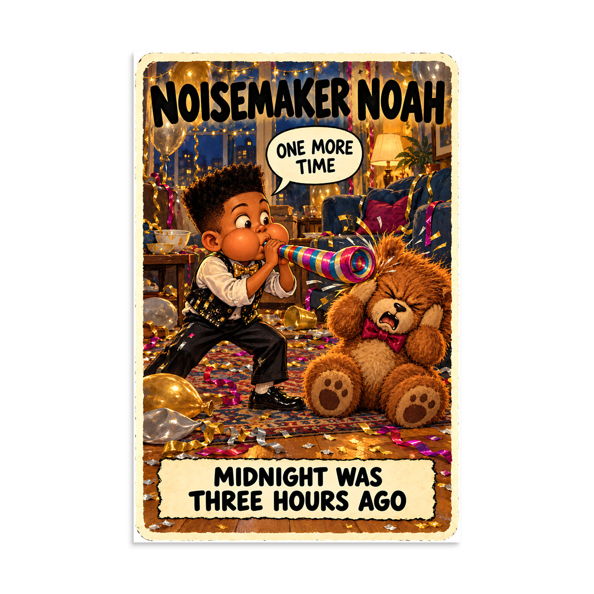 Noisemaker Noah Poster by Brain Rot Bunch, 8 x 12 inch size