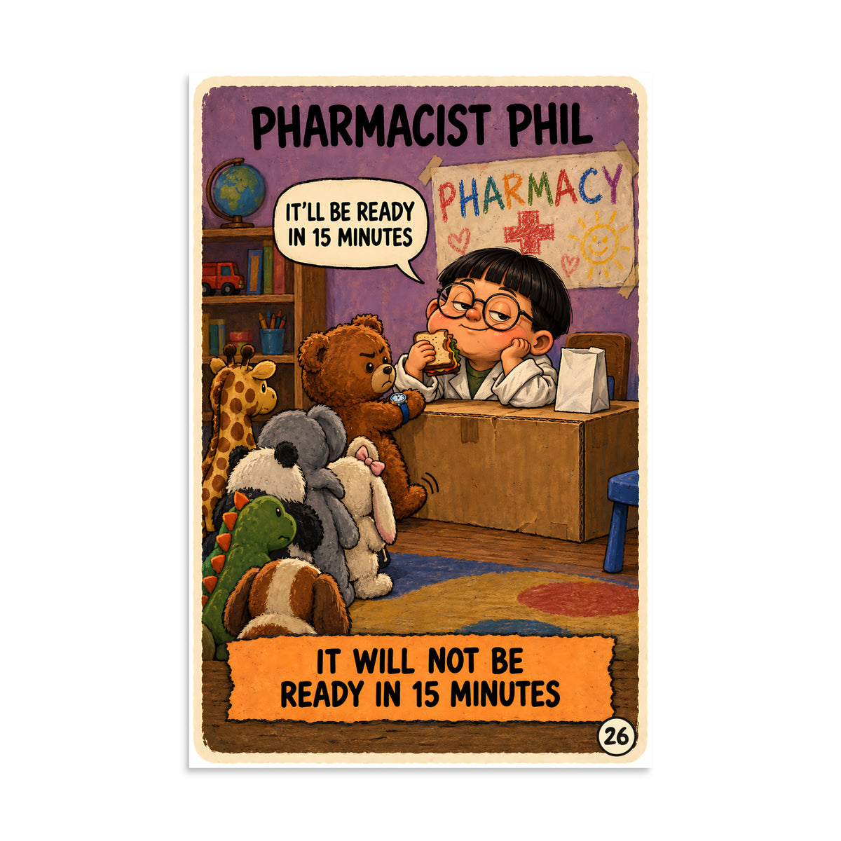 Pharmacist Phil Poster by Brain Rot Bunch, 8 x 12 inch size