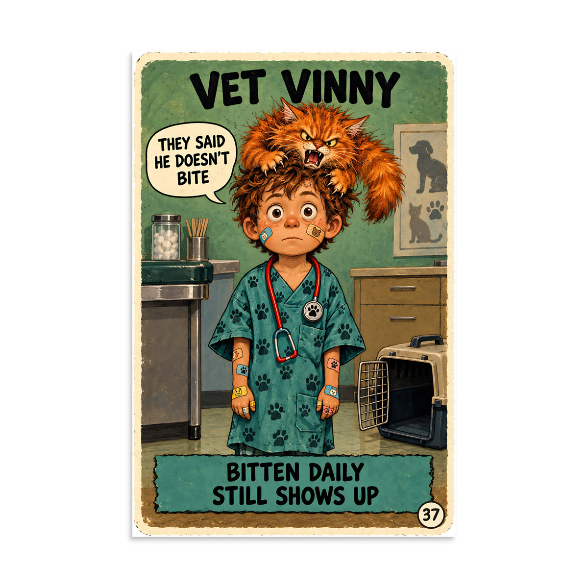 Vet Vinny Poster by Brain Rot Bunch, 8 x 12 inch size