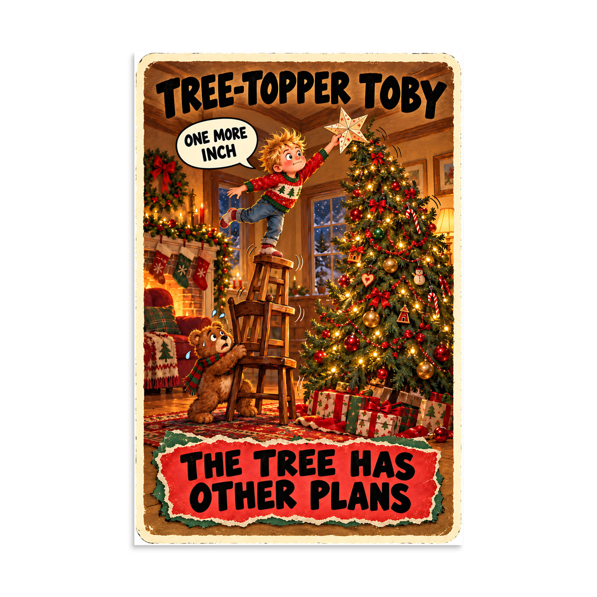 Tree-Topper Toby Poster by Brain Rot Bunch, 8 x 12 inch size
