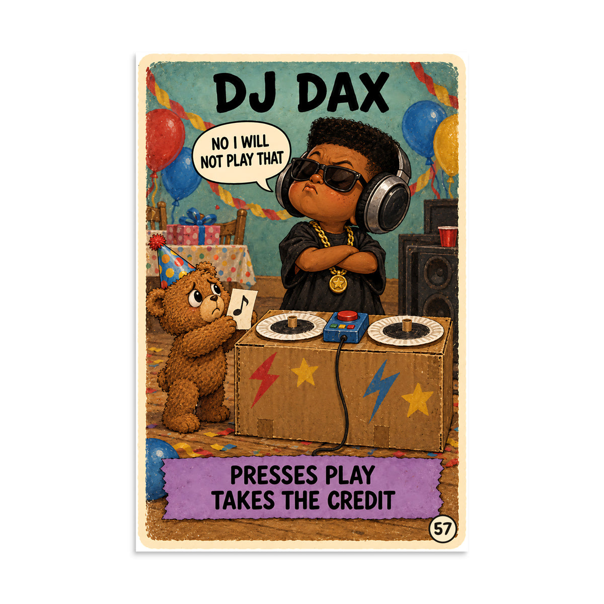 DJ Dax Poster by Brain Rot Bunch, 8 x 12 inch size