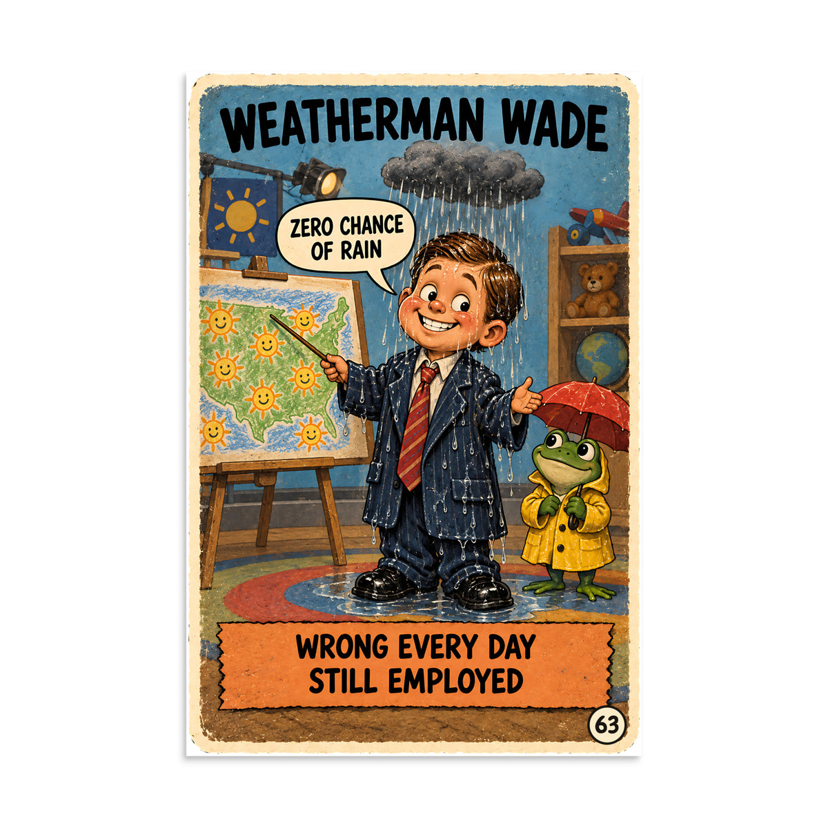 Weatherman Wade Poster by Brain Rot Bunch, 8 x 12 inch size