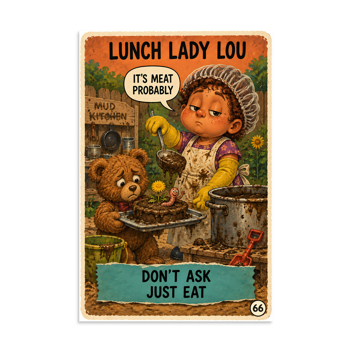Lunch Lady Lou Poster by Brain Rot Bunch, 8 x 12 inch size