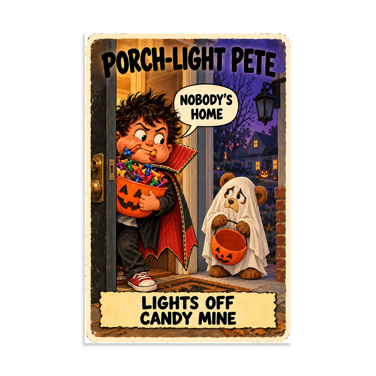 Porch-Light Pete Poster by Brain Rot Bunch, 8 x 12 inch size