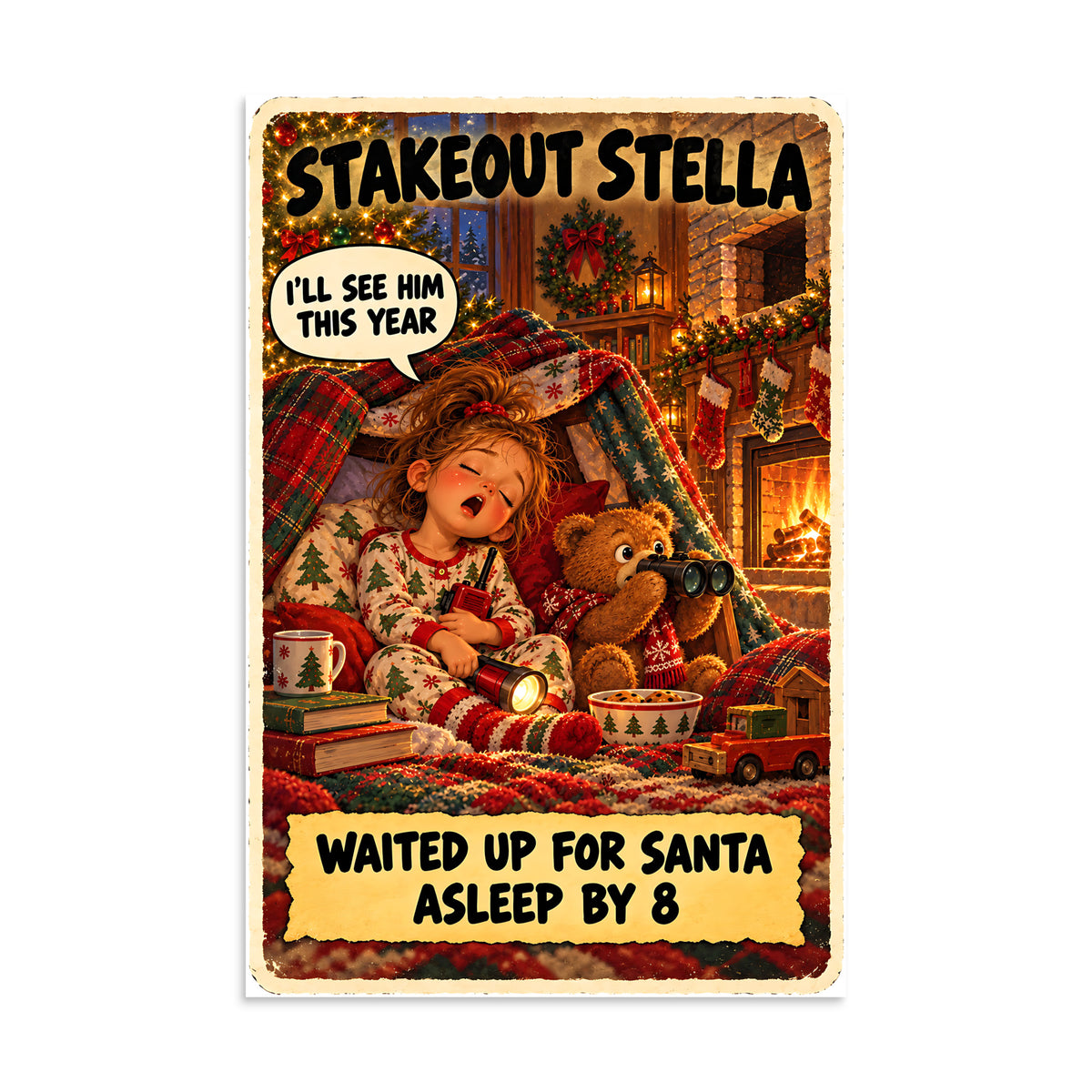 Stakeout Stella Poster by Brain Rot Bunch, 8 x 12 inch size