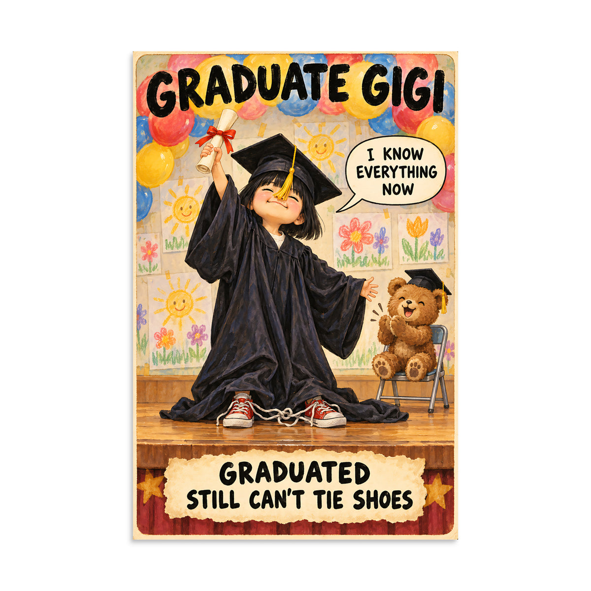 Graduate Gigi Poster by Brain Rot Bunch, 8 x 12 inch size