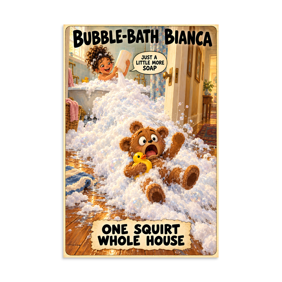 Bubble-Bath Bianca Poster by Brain Rot Bunch, 8 x 12 inch size