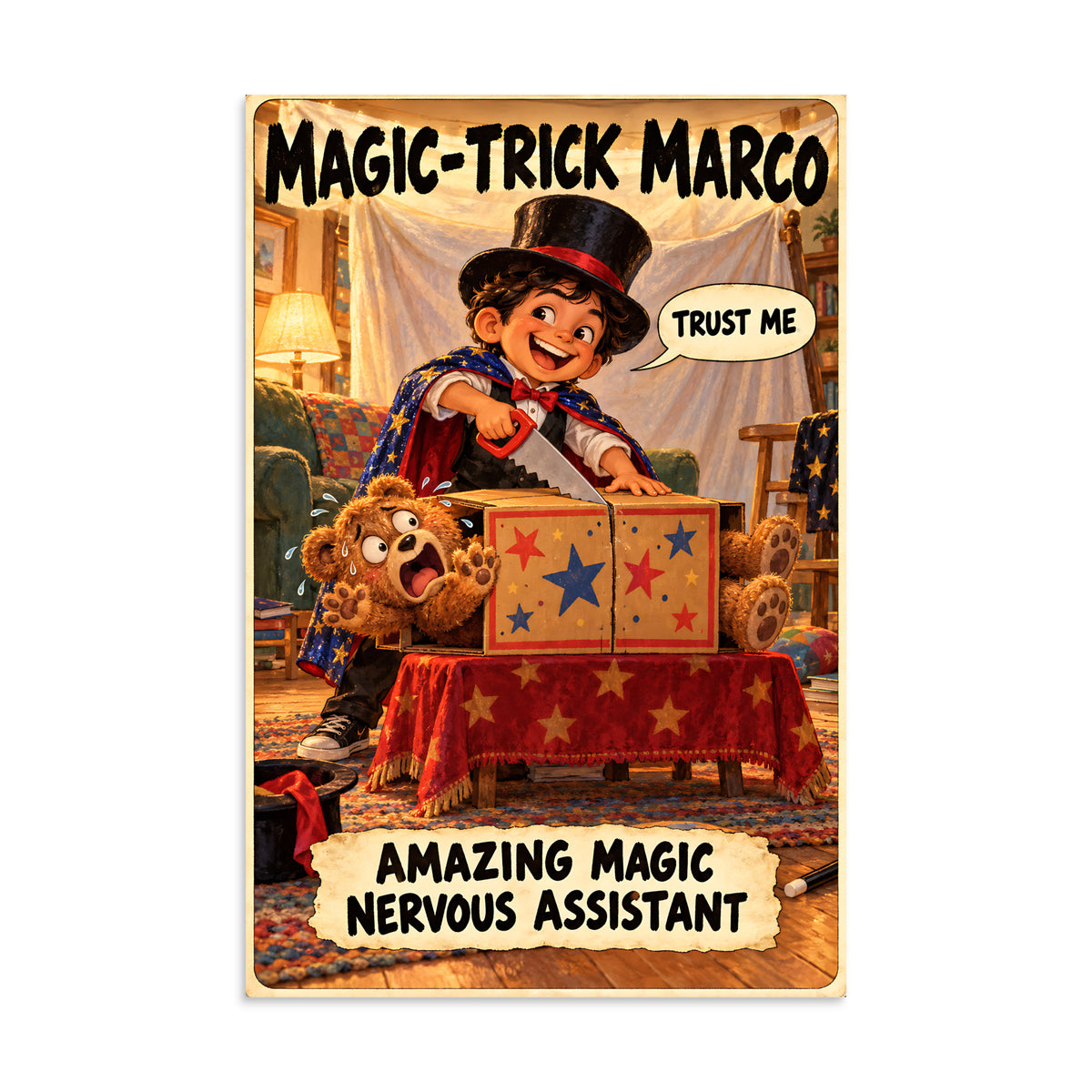 Magic-Trick Marco Poster by Brain Rot Bunch, 8 x 12 inch size