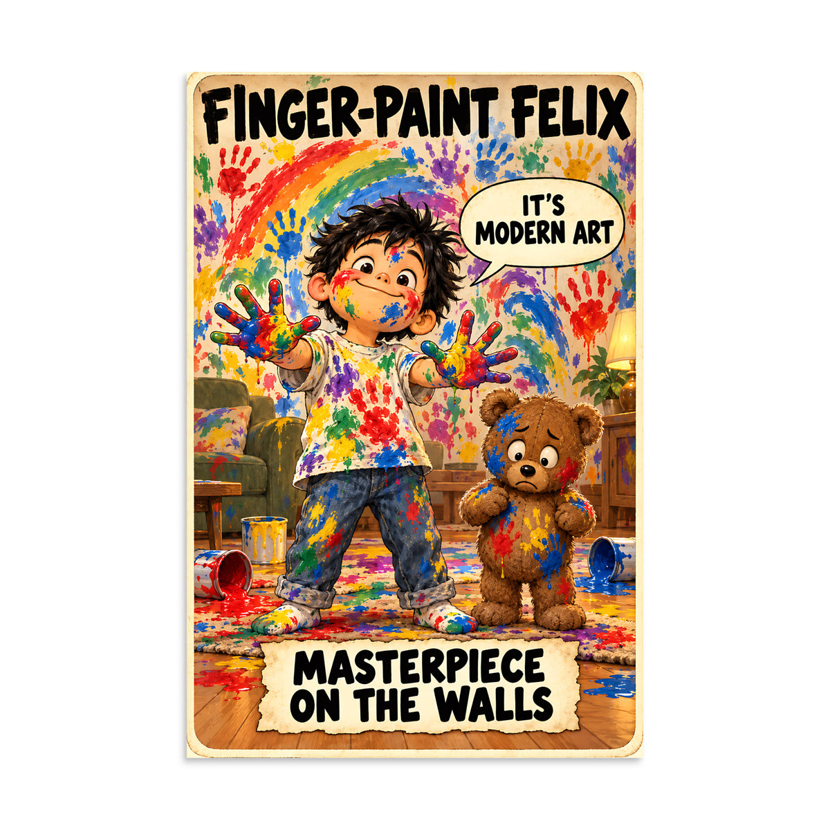 Finger-Paint Felix Poster by Brain Rot Bunch, 8 x 12 inch size