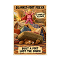 Blanket-Fort Freya Poster by Brain Rot Bunch, 8 x 12 inch size