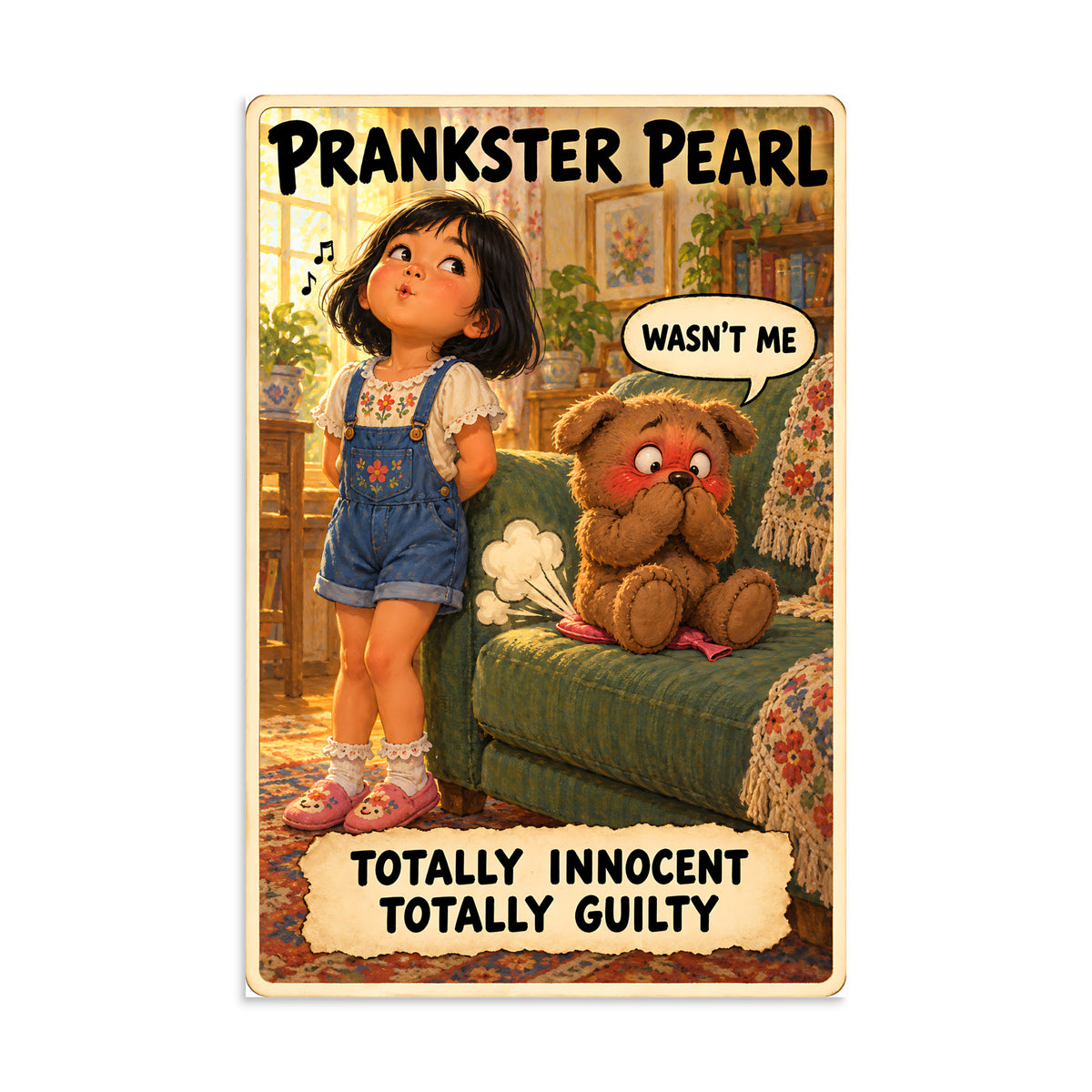 Prankster Pearl Poster by Brain Rot Bunch, 8 x 12 inch size