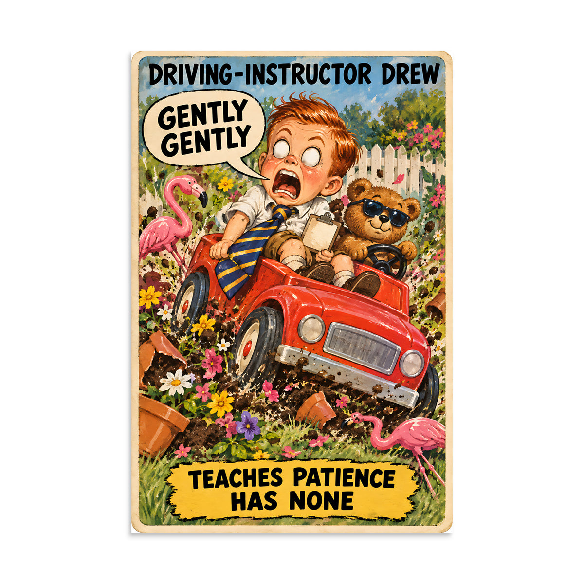 Driving-Instructor Drew Poster by Brain Rot Bunch, 8 x 12 inch size