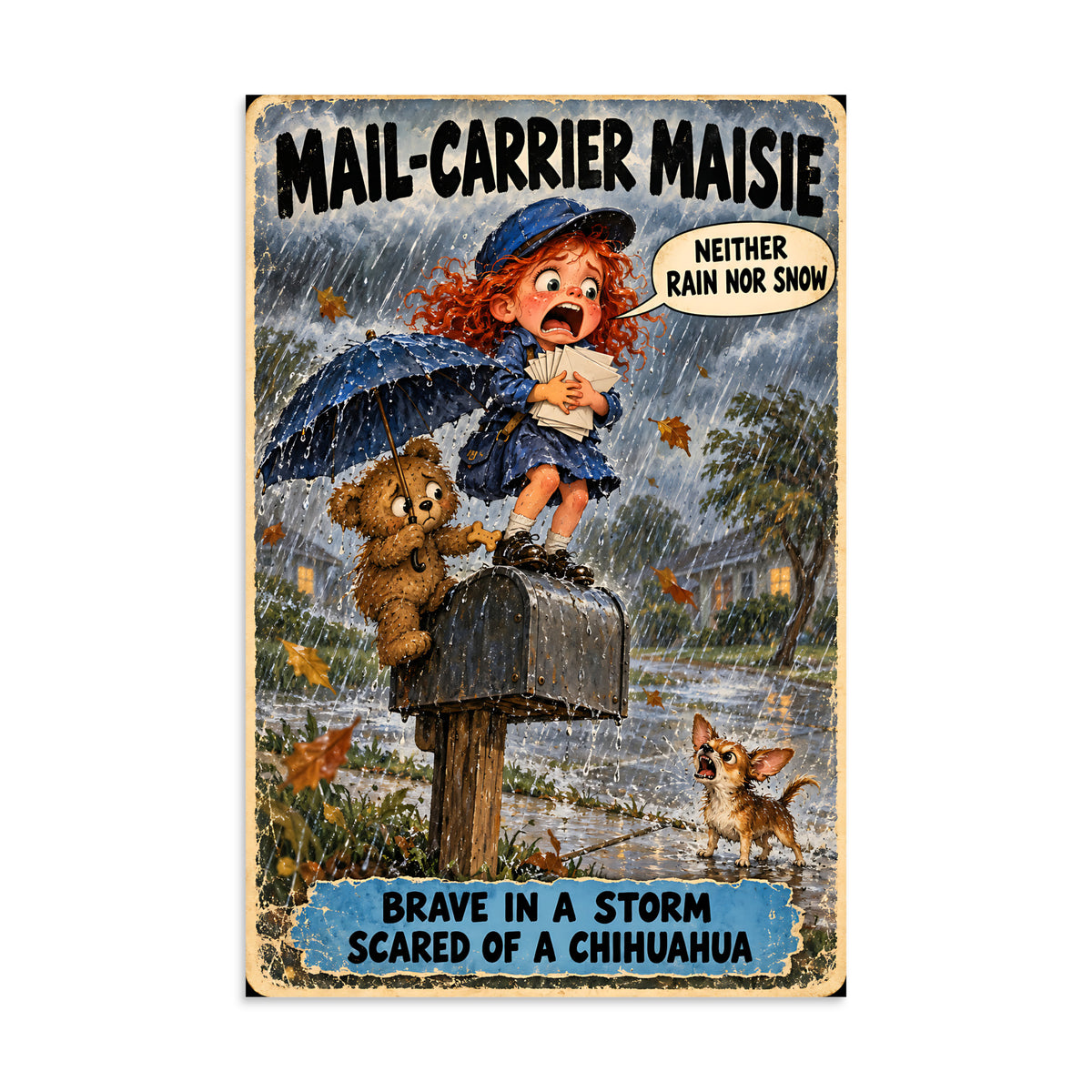 Mail-Carrier Maisie Poster by Brain Rot Bunch, 8 x 12 inch size