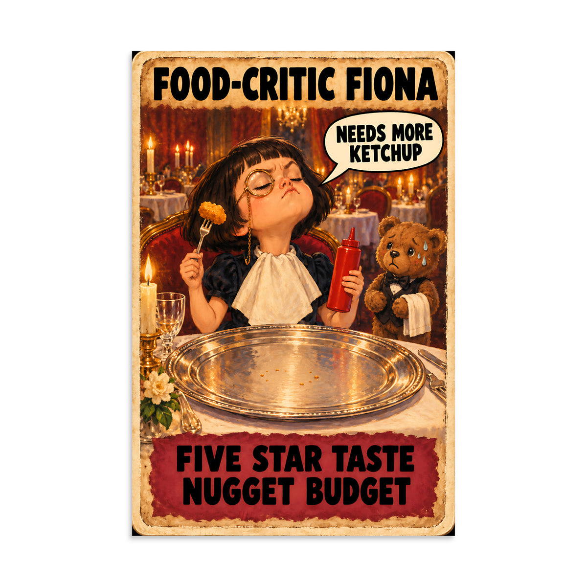 Food-Critic Fiona Poster by Brain Rot Bunch, 8 x 12 inch size
