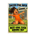 Soccer-Star Sofia Poster by Brain Rot Bunch, 8 x 12 inch size
