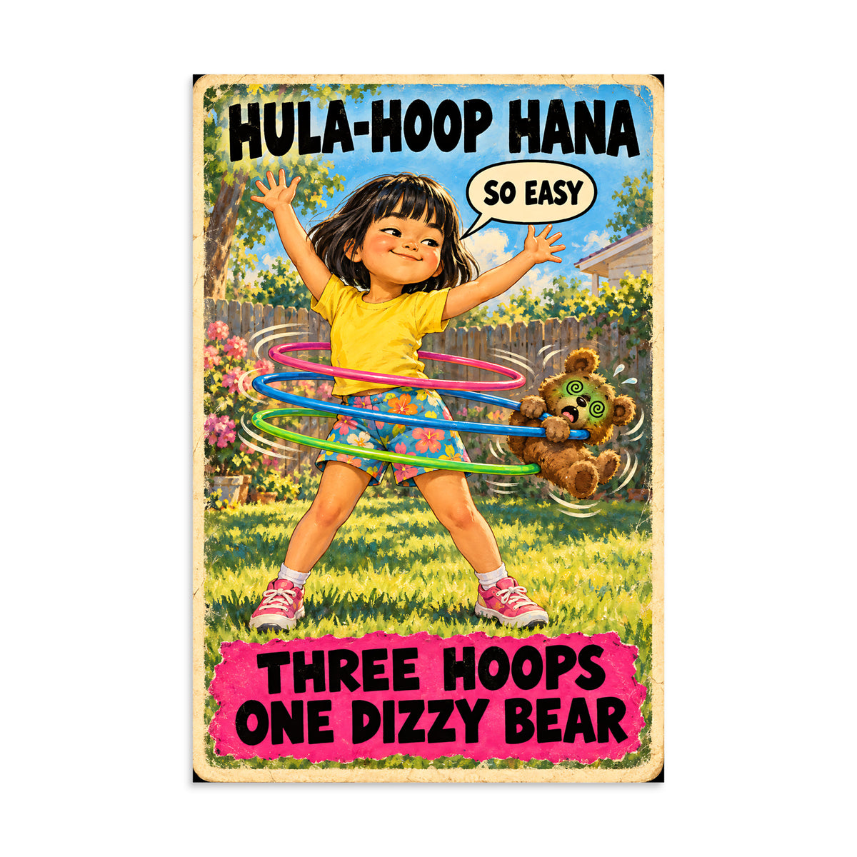 Hula-Hoop Hana Poster by Brain Rot Bunch, 8 x 12 inch size