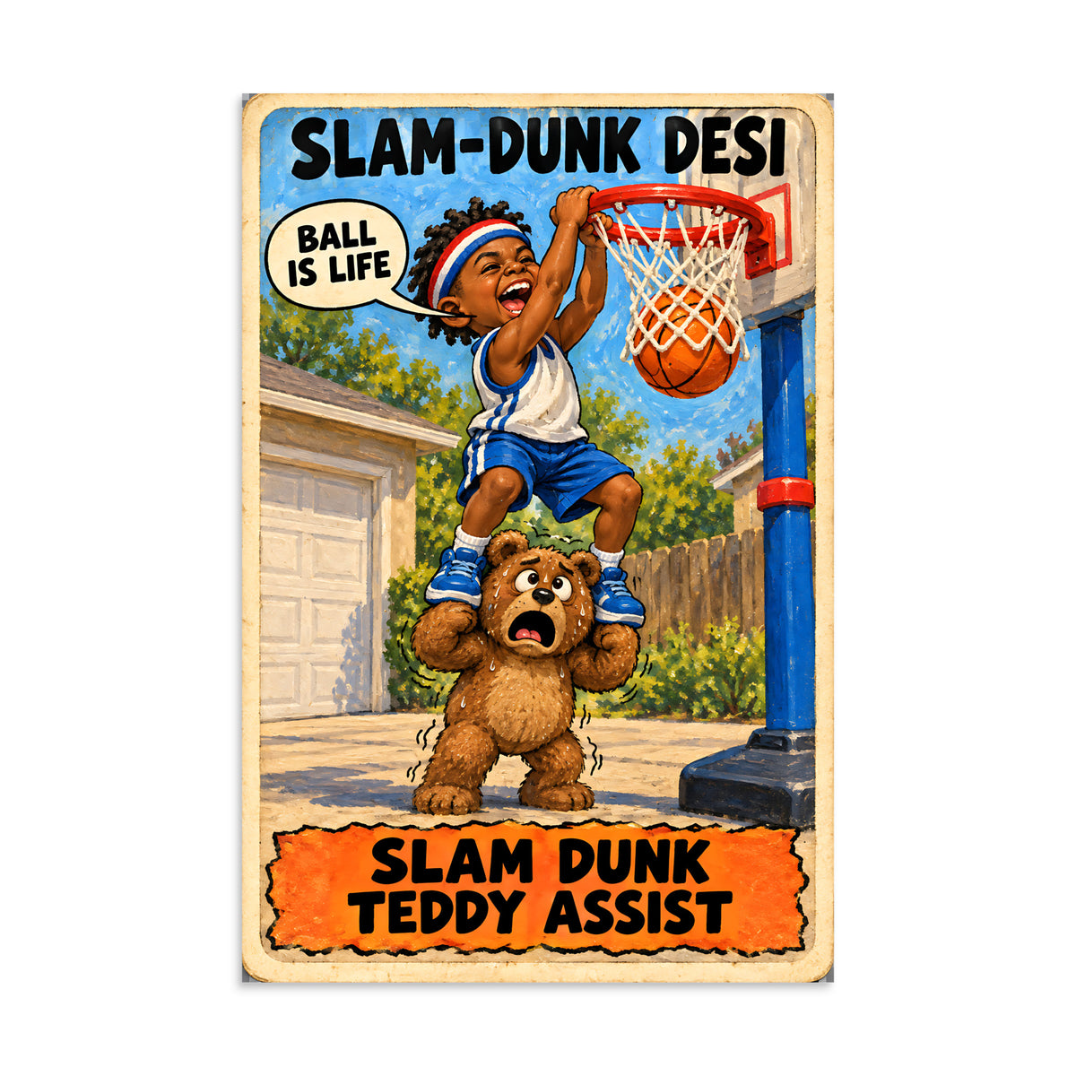 Slam-Dunk Desi Poster by Brain Rot Bunch, 8 x 12 inch size