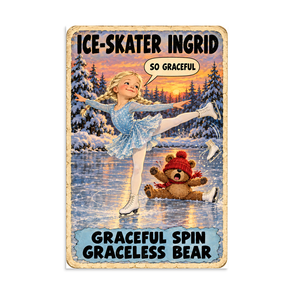 Ice-Skater Ingrid Poster by Brain Rot Bunch, 8 x 12 inch size